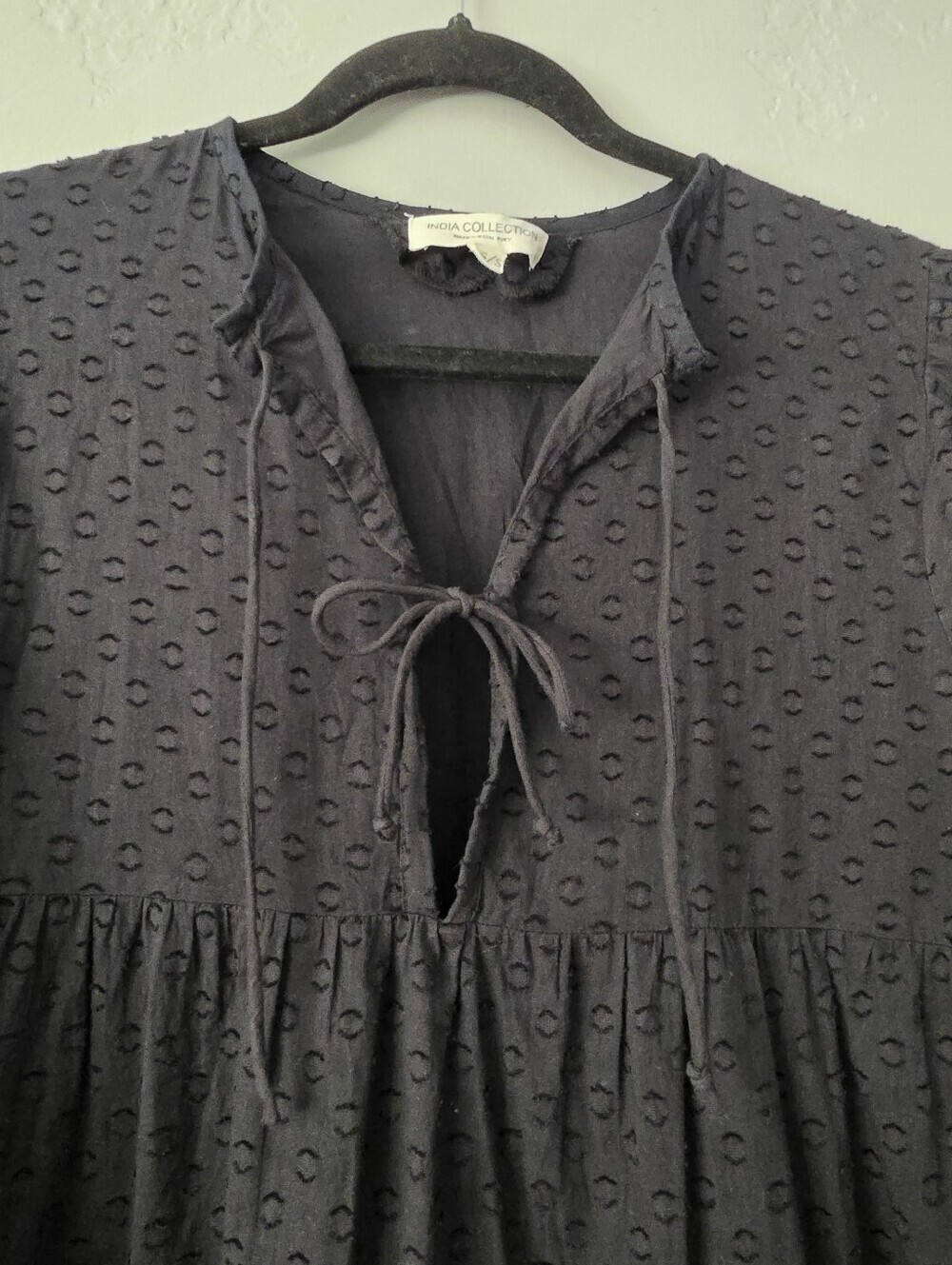 Emerson Fry India Collection Swiss Dot Cotton Black Isla Dress XS/S - Picture 6 of 10